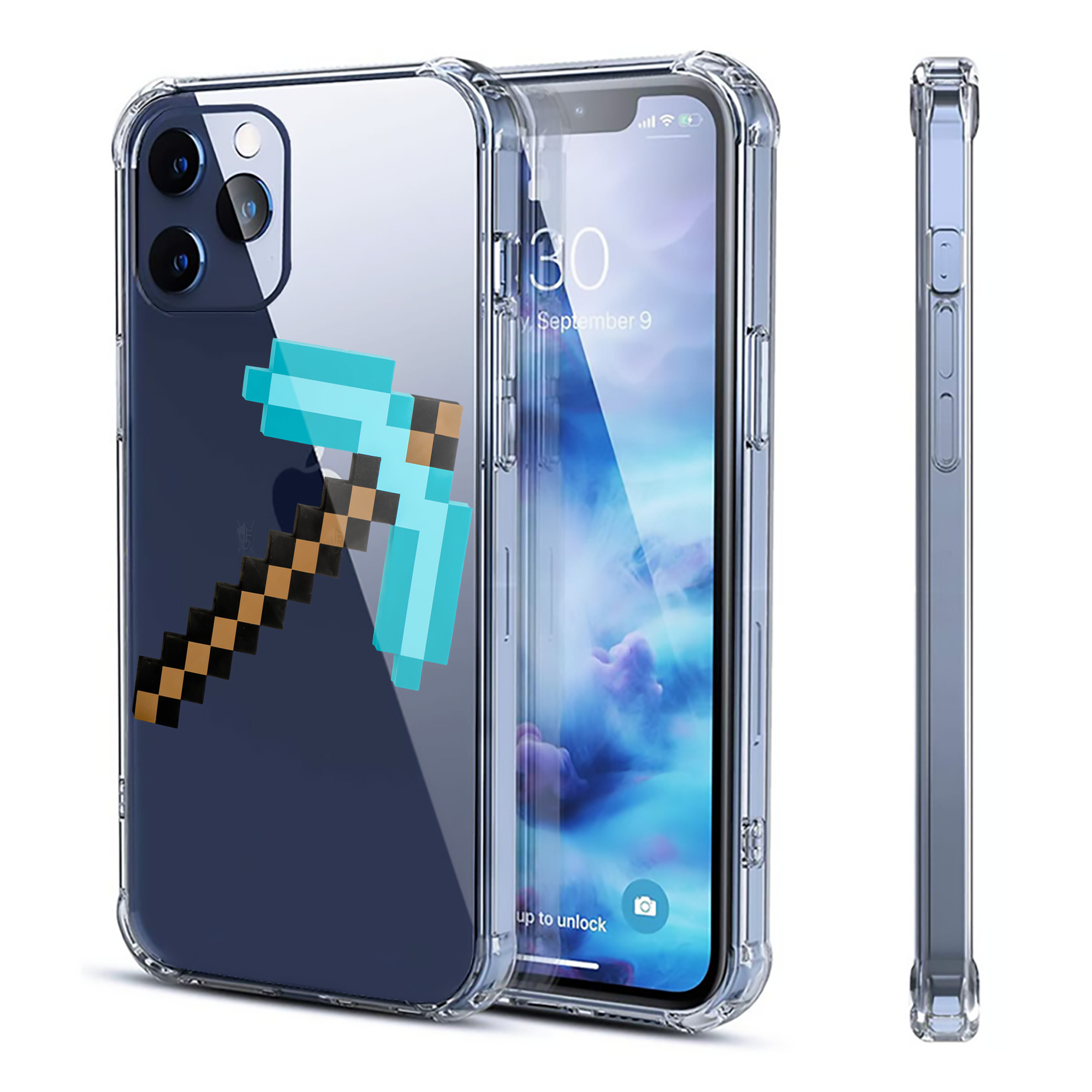（画像用） マインクラフト ブロックの世界 Minecraft MC Block world 【iPhone 12シリーズ対応】透明スマホケース（クリアソフトケース）